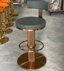 Taburete de Bar Moderno de Cuero PU Verde con Respaldo, Silla Giratoria de Acero Inoxidable Dorado para Comedor, Restaurante, Hotel, Bar - Product Image 5