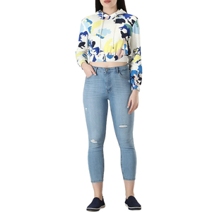URBANGAZER INDUSTRIES Women's Streetwear Printed Front Hooded Fleece Lined 100% Cotton Casual Sweatshirt <b>Jacket</b> 2024 Autumn - Product Image 2