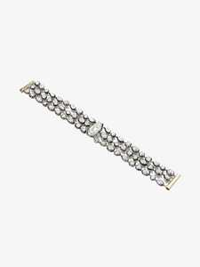 Georgian Inspired Three Line Statement Bridal <b>Bracelet</b> Multi-Shape Lab Grown Diamond Custom 10K 14KT 18KT <b>Solid</b> Gold Wholesale - Product Image 1
