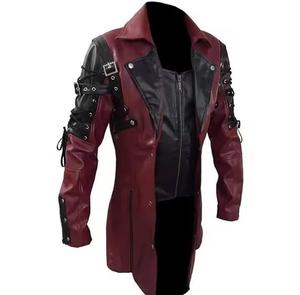 Nueva chaqueta de cuero vacuno personalizada de fábrica, chaqueta de motociclista con cuello alto para hombre, modelo de primavera y otoño. - Product Image 1