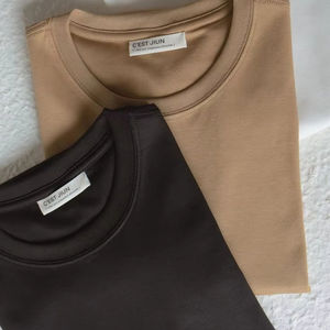 Nouveau Design Hommes T-Shirt 100% Coton Séchage Rapide Respirant O-cou Solide Imprimé Motif Casual Court Fil Teint Lavé Techniques - Product Image 6