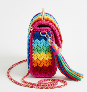 Bolso de hombro de ganchillo para mujer, hecho a mano, con cierre de giro y correa de cadena, para uso casual, fiestas y bodas - Product Image 3