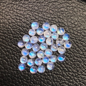 Pierre de lune naturelle arc-en-ciel de qualité AAA, Cabochons ronds à dos plat, pierres précieuses calibrées en vrac du fabricant de 6mm - Product Image 2