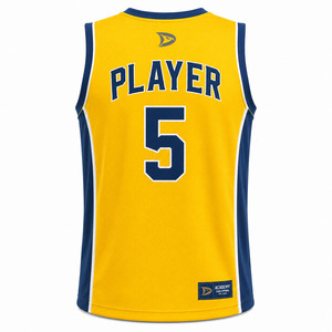 Academy Basketball Jersey Yellow Navy Sublimated Moisture Wicking Tank <b>Top</b> Adult Unisex All Seasons - Product Image 2