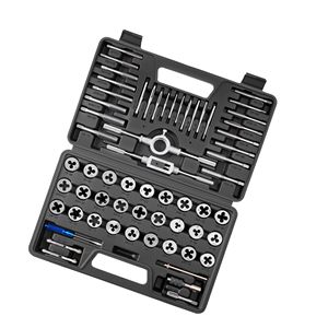 Set di 60 Maschi e Filiere per Macchine Utensili, Misure Metriche e SAE da M3 a M12 # Set di maschiatura filettati grossi e fini da 4 a 1/2 pollici con chiave di portautensili - Product Image 1