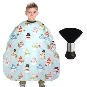 Capa de Peluquería Infantil con Estampado de Muñeco de Nieve, Material de Poliéster Resistente al Agua, Cintura Ajustable, Delantal Cómodo para Cortar el Cabello para Niños - Product Image 1