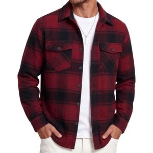 Custom Crimson Tartan <b>Men</b> Shacket Comfortable Dense Cotton Turn Down Collar Durable <b>Long</b> Sleeve High Quality Fine <b>T</b> <b>shirts</b> - Product Image 4