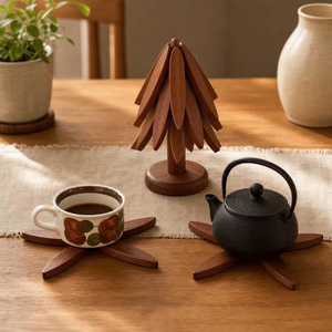 Salvamanteles de Madera Moderno, Ecológico y Hecho a Mano, con Forma de Flor, Resistente al Calor, para Ollas y Sartenes, Protector de Mesa para Cocina y Comedor, 400 mm - Product Image 3