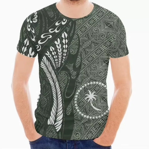 T-shirt personnalisé grande taille pour homme, imprimé drapeau Chuuk sur le devant, col rond, manches courtes, tricoté, décontracté, streetwear, respirant, séchage rapide - Product Image 3