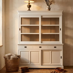 Vitrina Oxford de Madera Sólida Premium, Moderna y Ecológica, con Puertas Corredizas de Vidrio para Sala de Estar - Product Image 4