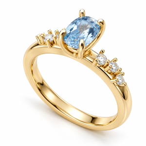 Bague de fiançailles en diamant de laboratoire taille coussin Aqua 1 carat, certifiée IGI, or massif 14 carats, bijoux classiques personnalisés OEM - Product Image 1