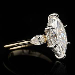 OEM ODM Jewelry Manufacturer Sterling 925 Silver Lab Grown Diamond Marquise Three Stone Ring Vintage Halo Dropshipping Retailers - Product Image 4