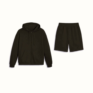 Ensemble sweat à capuche zippé et short pour homme personnalisable – Coton respirant de haute qualité – Tenue décontractée et tendance pour homme - Product Image 4