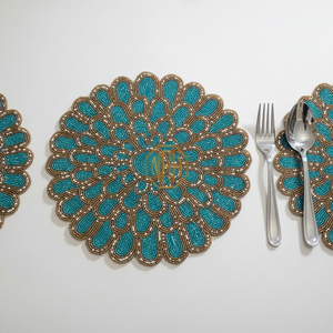 Handmade Embroidered Traditional Anti-Slip Table <b>Placemat</b> Set Luxury Decorative Dining Mats Bulk Supply for Hotels Restaurants - Product Image 1