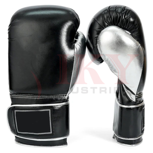 High Performance Black & <b>Silver</b> New Arrival For Adult Protection Private Label Premium Two-Tone Synthetic Leather Boxing <b>Gloves</b> - Product Image 2