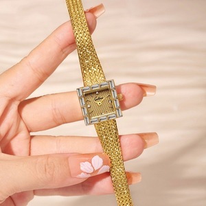 Reloj de Cuarzo Analógico Vintage de Lujo para Mujer, Cristal Hardlex, Correa de 10 mm, Caja de Latón, Forma Cuadrada, Diseño de Espiga, Movimiento Miyota, 3 BAR - Product Image 6