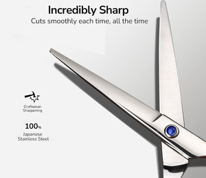 กรรไกรตัดผมมืออาชีพสำหรับคนถนัดซ้าย ขนาด 6.5 นิ้ว ใบมีดสแตนเลสขอบเรียบ เกรดอุตสาหกรรม รับผลิตแบบ OEM - Product Image 5