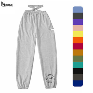 Wholesale Custom <b>Women</b>’s Sweatpants – Cotton <b>Fleece</b> <b>Joggers</b> Loose Fit Drawstring with Puff Print Blank - Product Image 2