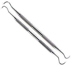 Cureta dental de doble punta tipo hoz, raspadores manuales duraderos para limpieza e higiene bucal y relleno de dientes, herramienta de dentista de Blush Surgical - Product Image 1
