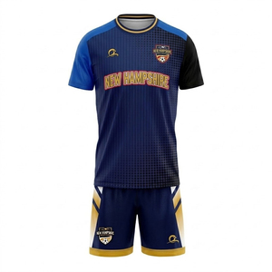 Ensemble de maillots de football personnalisés Dingchao avec nom d'équipe, col en V, manches courtes, maille unisexe, imprimé par sublimation, taille élastique, kit d'entraînement - Product Image 3