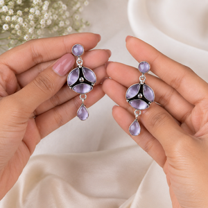 Wholesale Oxidized <b>Silver</b> Multi Stone <b>Drop</b> <b>Earrings</b> for Women Party Jewelry Bulk Supplier Indian Manufacturer Bohemian Style - Product Image 4