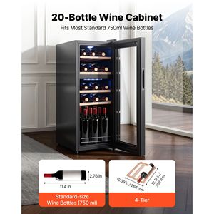 Enfriador de Vino de Doble Zona Independiente, Capacidad para 20 Botellas, Temperatura Ajustable de 41-65F, Mini Bodega con Puerta de Vidrio - Product Image 2