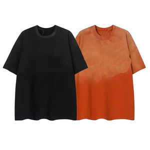 Men's Oversized Short Sleeve Stand Collar Solid Color <b>Knitted</b> 100% Cotton 280g Casual Breathable T-Shirt - Product Image 1