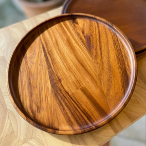 Plato de Madera Tallado a Mano, Vajilla Rústica para Comer y Servir - Product Image 1
