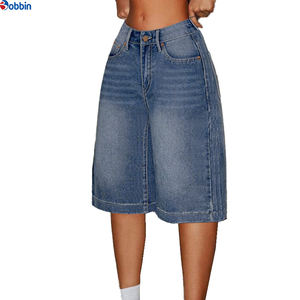 Overol de Mezclilla para Mujer, Diseño Único, Estilo Casual, Verano, Alta Calidad, Corte Holgado, Pierna Ancha, Jeans Cortos de Longitud Media - Product Image 2