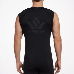 <b>Men's</b> <b>Black</b> O-Neck Knitted Sleeveless Tank Top Quick Dry Breathable Solid Color Casual Fitness Sports <b>Vest</b> - Product Image 2