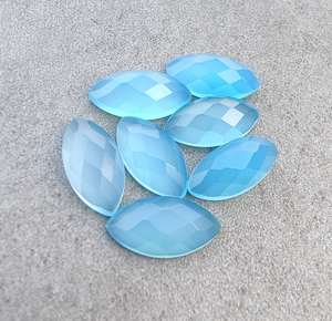 Calcedoine bleue taille marquise à coupe damier, pierre précieuse calibrée, pierre libre pour la fabrication de bijoux, bagues, pendentifs et fournitures d'artisanat - Product Image 1