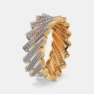 แหวนทอง14K แบบสองโทนสีเพชรสำหรับปลูกในห้องปฏิบัติการ - Product Image 1
