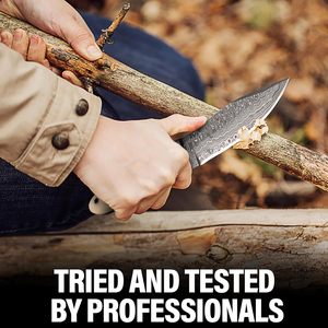 Cuchillo para desollar Acero de Damasco de alto carbono Afilado, duradero y resistente al óxido Envío directo Cuero Tang completo - Product Image 3