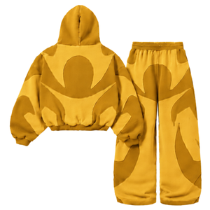 <b>Yellow</b> Oversized <b>Hoodie</b> Sweatpants Set Unisex Streetwear Casual Pullover Matching Tracksuit Relaxed Fit Winter Outfit Clothing - Product Image 2