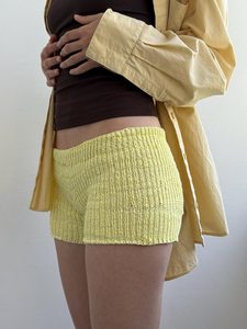 AQDAS INDUSTRIES Falda-Pantalón de Punto Amarillo Mantequilla para Mujer, Cintura Baja Elástica, Corte Regular, Casual, Algodón y Spandex, 220g, Color Sólido - Product Image 5