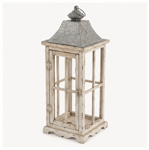 Factory Sale Wood <b>Lantern</b> with Galvanized Metal Top <b>Large</b> Decorative Farmhouse <b>Candle</b> Holder for Indoor Outdoor Wedding & Home - Product Image 1