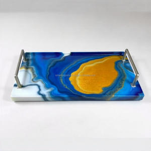 Bandeja de resina epoxi con diseño de mármol elegante y acabado brillante, Perfecta para servir fiestas, comedor y decoración del hogar - Product Image 5