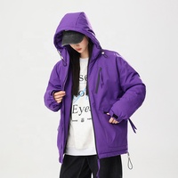 Veste coupe-vent légère rembourrée à capuche pour couple avec poche zippée imperméable