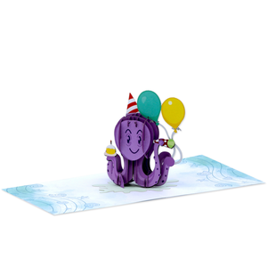 Carte de vœux 3D pop-up personnalisée, motif pieuvre mignon pour fête d'anniversaire, vente en gros, carte de vœux 3D faite à la main, fabricant OEM/ODM - Product Image 4