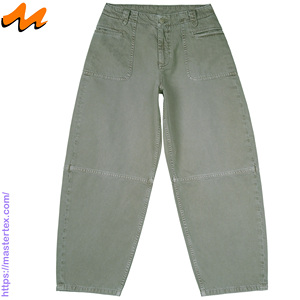 Jean large en denim pour femme, 100 % coton, coupe décontractée, taille mi-haute, boutons, rivets, coupe structurée, 8,85 oz - Product Image 1