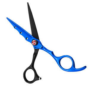 Ciseaux de coiffure professionnels en acier inoxydable de 6 pouces, bleus et noirs, pour droitiers, à faible MOQ, pour salon de coiffure, fournisseur OEM ODM - Product Image 1