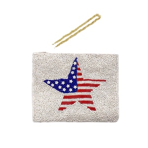 Marfil EE. UU. Bandera americana Semillas con cuentas Monedero Hermoso accesorio de moda con características de accesorios de moda - Product Image 1
