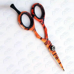 Ciseaux de coiffure pour barbier avec poignée décalée, fabriqués en acier 440C durable, ciseaux de beauté pour cheveux raides - Product Image 6