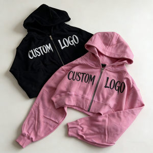 Clothing Manufacturer Premium Cotton Hoodies Men Custom Logo Hoodies Cropped Zip up Casual Streetwear Hoodies - Product Image 3