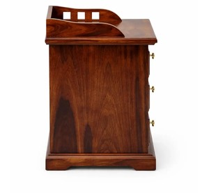 Traditional Solid Wood Bedside <b>Table</b> with 3 Drawers | Classic Wooden Nightstand | Premium Bedroom Furniture Jodhpur - Product Image 5