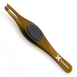 Kounain แหนบคิ้วมันวาวสีโรสโกลด์แบบมืออาชีพปลายเอียงด้ามจับซิลิกอนเครื่องมือความงามสำหรับคิ้ว - Product Image 2