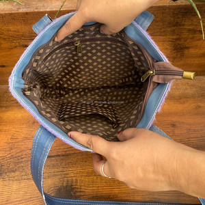 Sac fourre-tout en cuir recyclé métallique durable pour femmes sacs à main à bandoulière de luxe en cuir coloré respectueux de l'environnement - Product Image 5