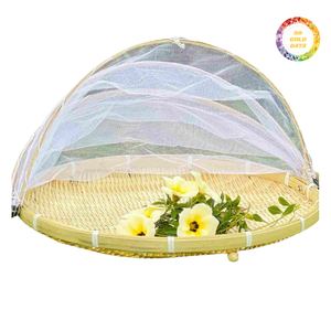 Rustic Handmade Bamboo <b>Foldable</b> Food Cover <b>Basket</b> with Customizable Size & Color for Kitchen and Outdoor Dining - Product Image 1