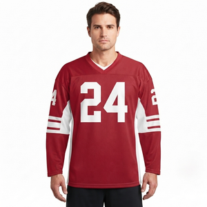 Maillot de hockey sur glace en mesh pour homme, manches longues, col en V, impression sublimée - Product Image 1