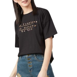 Camiseta Gráfica Personalizada para Mujer, 100% Algodón, Manga Corta, Corte Regular Informal, Transpirable, Ecológica, Venta al Por Mayor OEM - Product Image 6